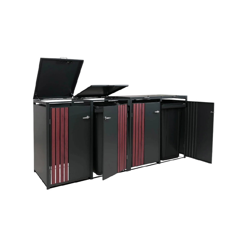 Meuble de rangement extérieur en métal et bois - 160 x 60 x 90