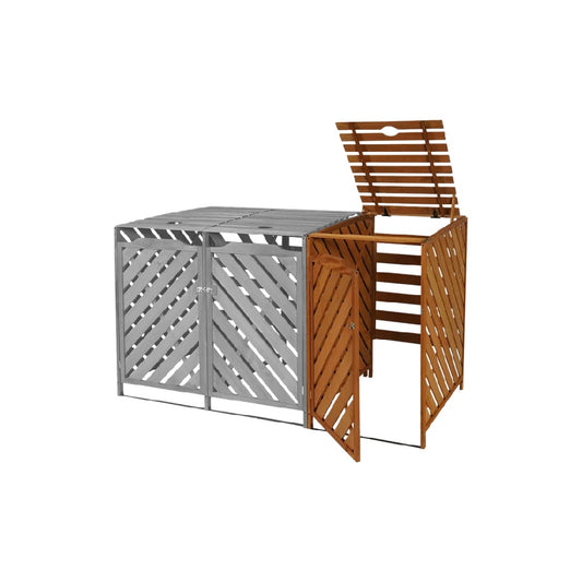 Coffre de rangement extérieur en bois et métal pour jardin - 80 x 60 x 55